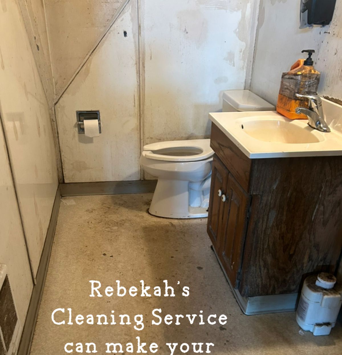 Dirty commercial restroom before professional cleaning